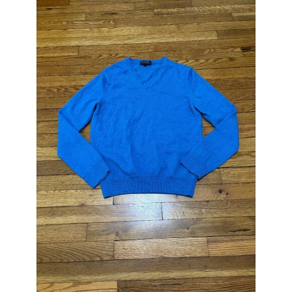 Express Womens Sweater Size Medium Blue V-Neck Extra Fine Merino Wool Pullover - Picture 1 of 6